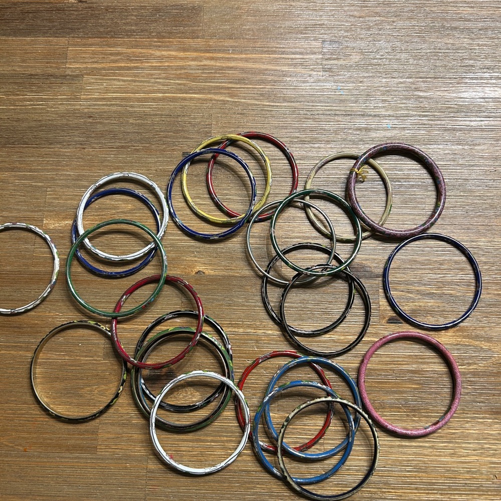 Colorful Vintage Cloisonné Bangle Bracelet Set